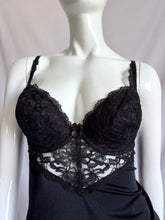 Load image into Gallery viewer, Vintage 80s Black Lace Trimmed Mini Slip Dress