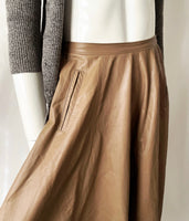 Vintage 70s High Waisted  Circle Leather Skirt