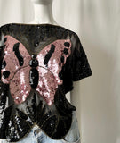 Vintage Sequin Butterfly Top