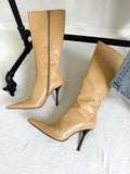 Vintage Y2K Charles David Pointy Nude Leather Boots