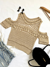 Load image into Gallery viewer, Vintage Y2K Cold Shoulder Crochet Knit Top
