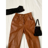 80s 90s Vintage High Waisted Tapered Leather Pants