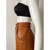 80s 90s Vintage High Waisted Tapered Leather Pants