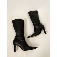 Y2K Tall Vintage Leather Pointy Toe Boots