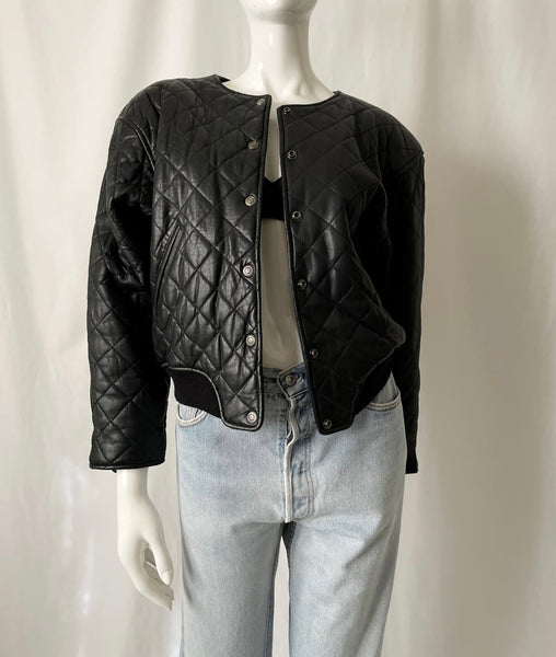 Vintage 90s Quilted Leather Bomber