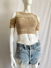 Load image into Gallery viewer, Vintage Y2K Cold Shoulder Crochet Knit Top

