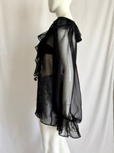 Load image into Gallery viewer, Vintage Black Ruffled Open-Front Top
