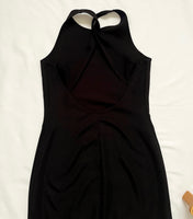 Vintage Twist Knot Open Back Black Maxi Dress