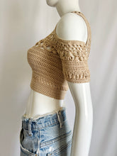 Load image into Gallery viewer, Vintage Y2K Cold Shoulder Crochet Knit Top
