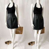 Vintage 90s Saks Fifth Ave Mini Leather Skirt- Made in Italy