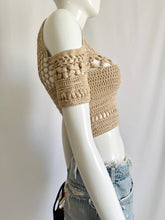 Load image into Gallery viewer, Vintage Y2K Cold Shoulder Crochet Knit Top
