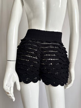 Load image into Gallery viewer, Vintage Knit Scalloped Black Shorts
