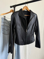 Vintage Y2K Mock Neck Cafe Racer Biker Leather Jacket