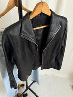 Vintage Y2K Mock Neck Cafe Racer Biker Leather Jacket