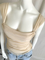 Y2K Ruched Nude Mesh Top