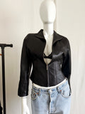 Vintage Y2K Mock Neck Cafe Racer Biker Leather Jacket