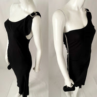 Y2K Vintage Ruched Asymmetrical Cold Shoulder Midi Dress