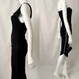 Y2K Vintage Ruched Asymmetrical Cold Shoulder Midi Dress