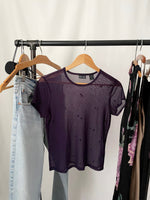 Y2K Mesh Beaded Sheer Top