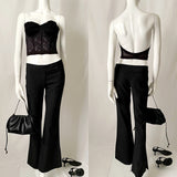 Y2K Vintage BEBE Studded Low Waist Flared Slacks - Size Small