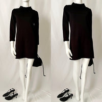 60s 70s Vintage Mock Neck Knit Mini Dress