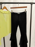 Y2K Vintage Low Waist Ruffled Flared Pants- Size Small