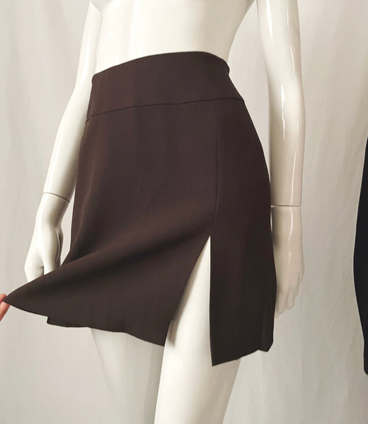 90s Vintage Emporio Armani Highwaisted Tailored Mini Skirt With Slit