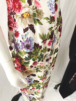 90s Vintage Sleeveless Button Down Front Floral Midi Dress