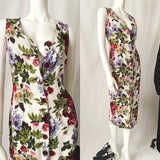 90s Vintage Sleeveless Button Down Front Floral Midi Dress