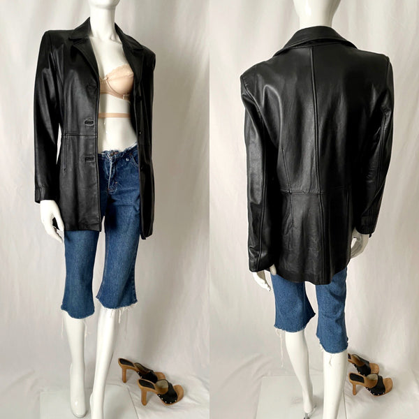 Vintage Y2K Blazer Style Leather Jacket