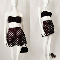 90s Vintage Sisley Tiered Polka Dot Ballerina Style Wrap Mini Skirt