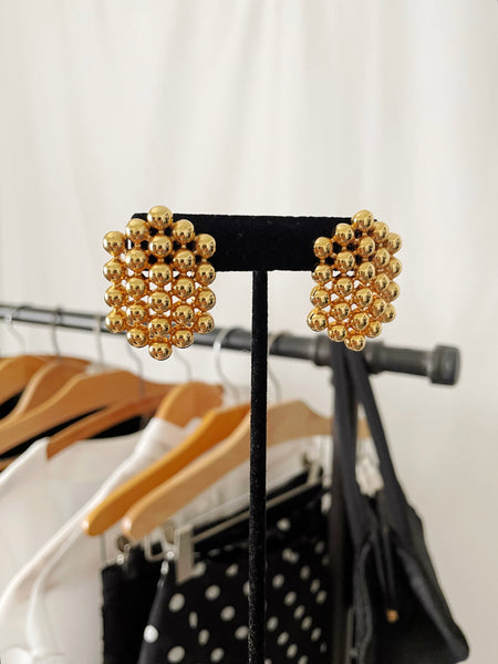Vintage Gold Bubbly Cluster Earrings