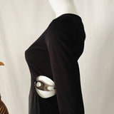 Y2K Long Sleeve Cut Out Jersey Maxi Dress