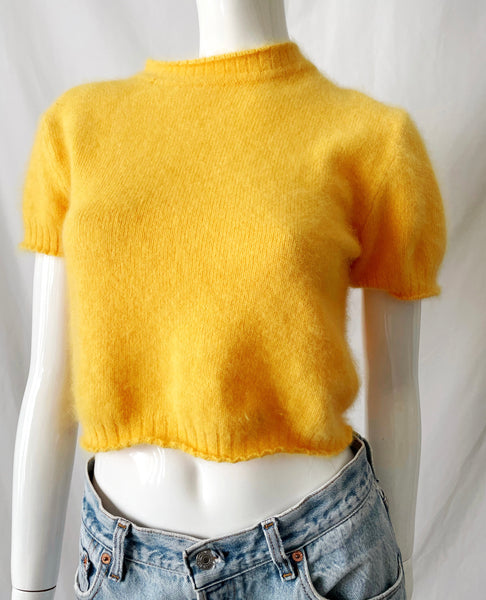90s Vintage Express Pullover Angora Crop Top Sweater
