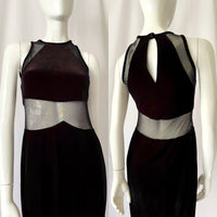 90s Vintage Velvet Sheer Cut Out Maxi Dress