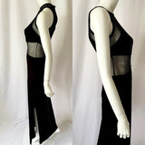 90s Vintage Velvet Sheer Cut Out Maxi Dress