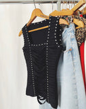 Y2K Vintage Studded Bustier Style Knit Top