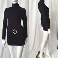 Y2K Knit Turtleneck Mini Dress 60s Style