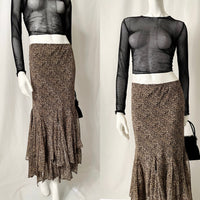 Vintage Y2K Tiered Midi Asymmetrical Skirt