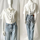 Vintage 90s Lace Up Crop Top Shirt