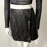 Vintage 90s Leather Wrap Mini Skirt