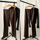 Vintage 70s Style Flared Leather Pants - Size Small