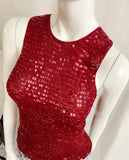 Vintage Sequin Crochet Knit Tank Top - Size Small