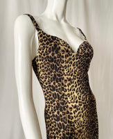 90s Leopard Print Bodycon Maxi Length Dress
