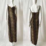 90s Leopard Print Bodycon Maxi Length Dress