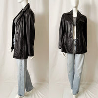Y2K Vintage Tailored Black Leather Jacket