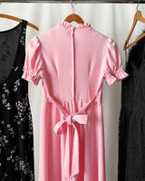 Vintage Pink Puffed Sleeve Princess Maxi Dress