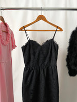 Vintage Black Lace Sweetheart Maxi Dress -