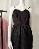 Vintage Black Lace Sweetheart Maxi Dress -