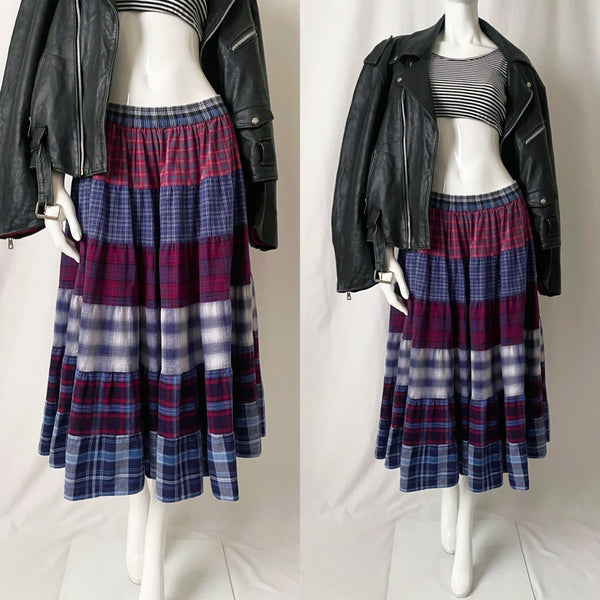 Vintage Plaid Patchwork Skirt
